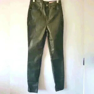 RW&CO  green faux leather high rise pants size 26
